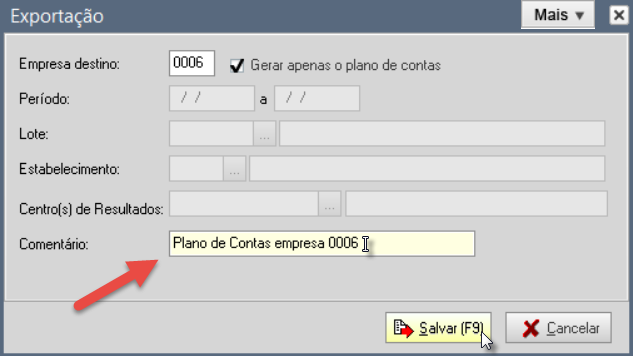 Tela do Fortes com destaque para o botão Salvar.