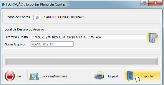 Tela do Fortes com destaque para o botão Exportar.