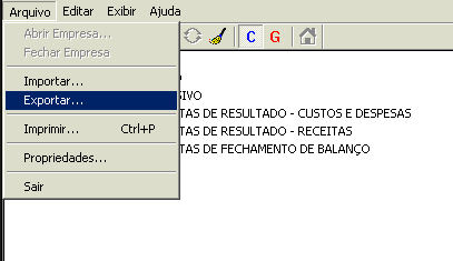 Tela do WK Radar Contábil com destaque para os botões Arquivo e Exportar.