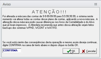 Tela do Alterdata com destaque para os campos Confirma e OK.