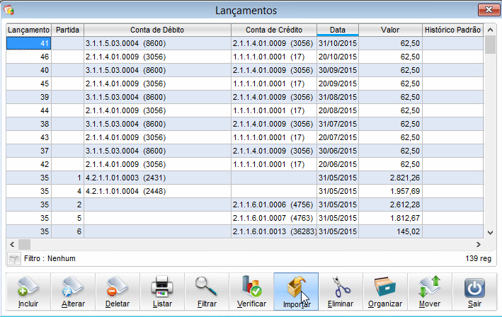 Tela do Dexion com destaque para o botão Importar.