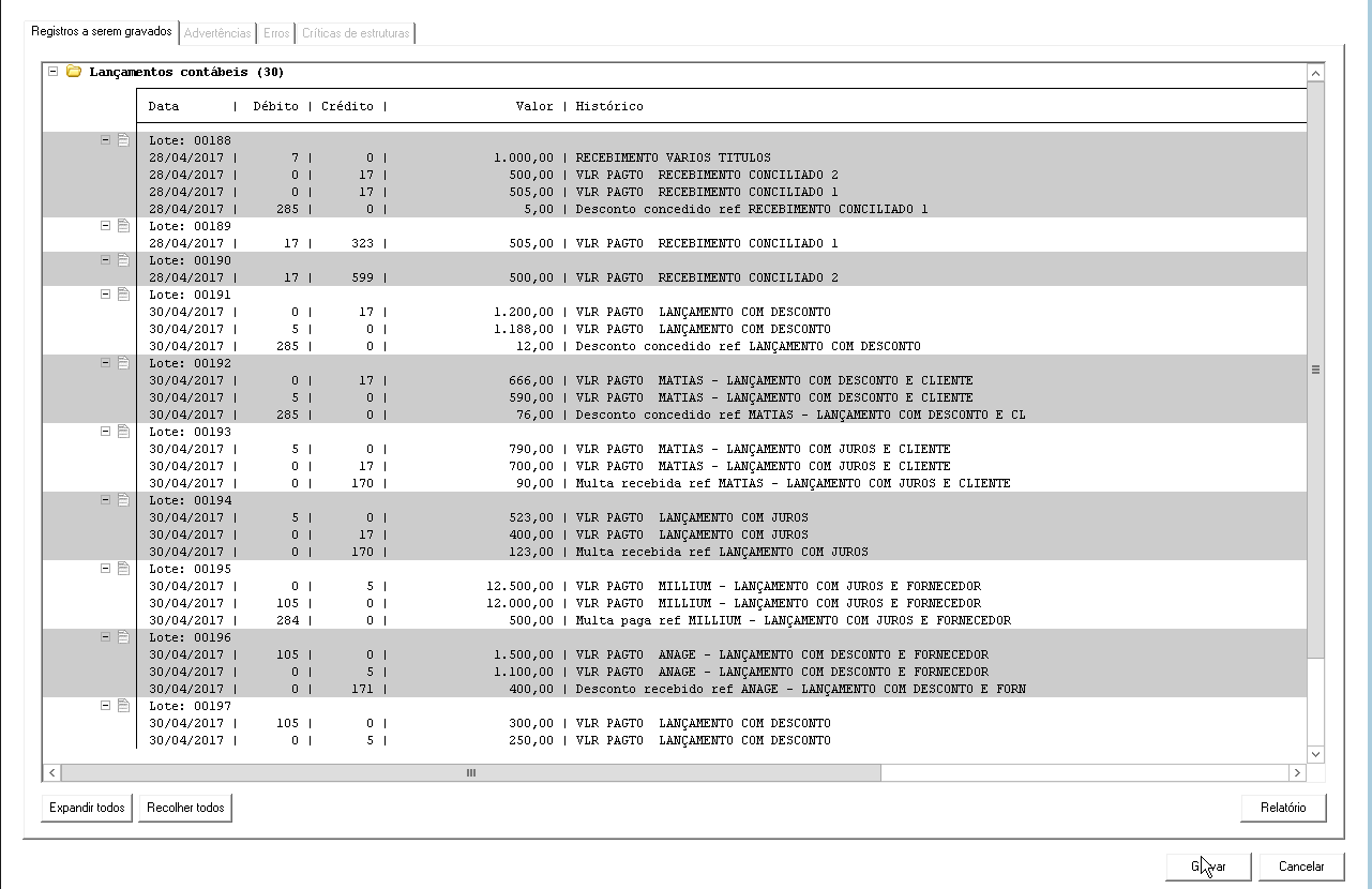 Tela do Domínio com destaque para o botão Gravar.
