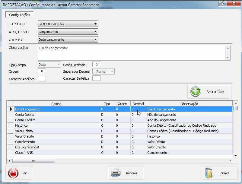 Tela do Netspeed com destaque para os campos Layout e Lançamentos.