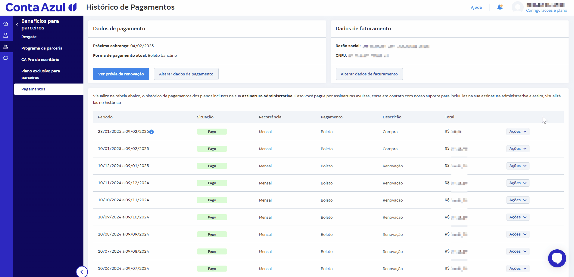 Passo a passo para consultar quantidade de licenças contratadas.