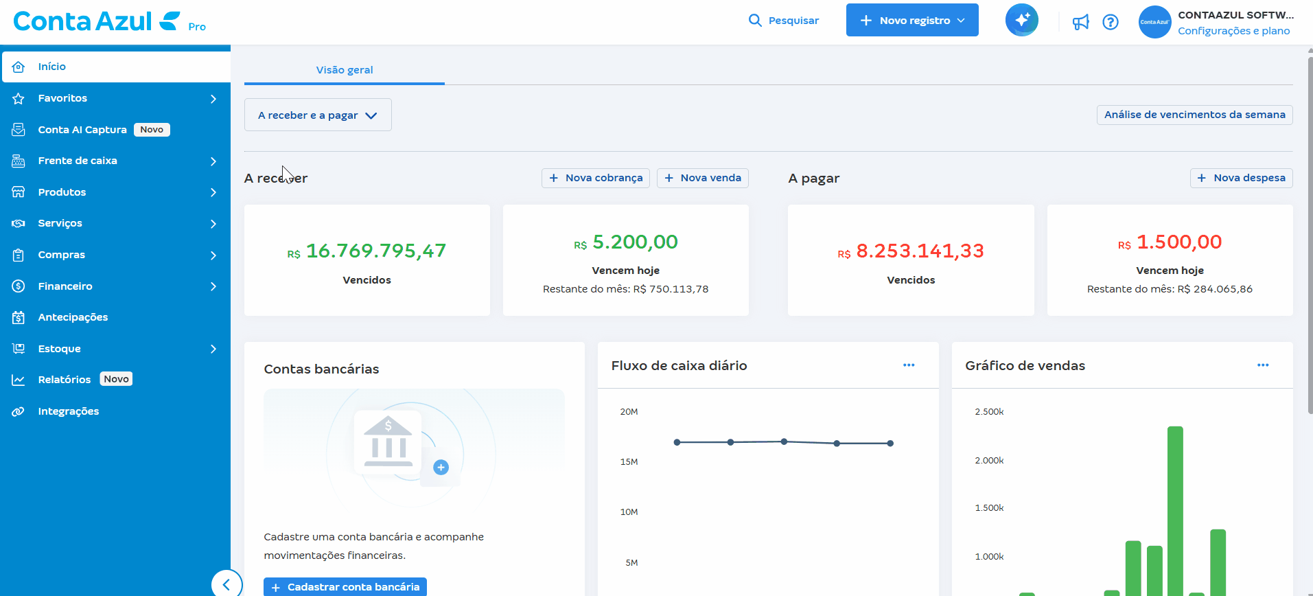 Passo a passo para acessar Análise de saldos bancários por mês e dia em Mais relatórios financeiros..gif