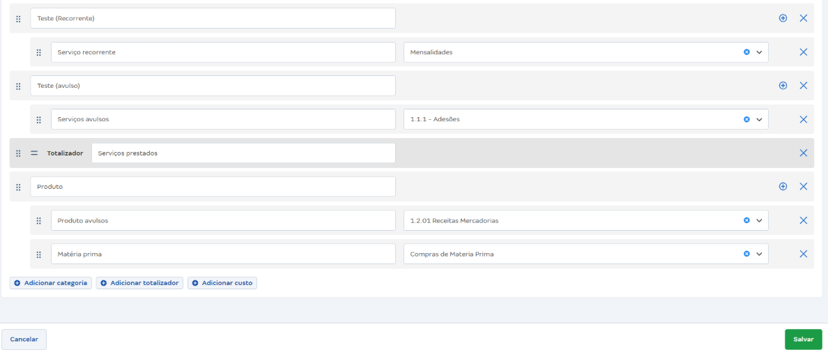 Tela de Categoria do Fluxo de Caixa com destaque para o botão salvar.