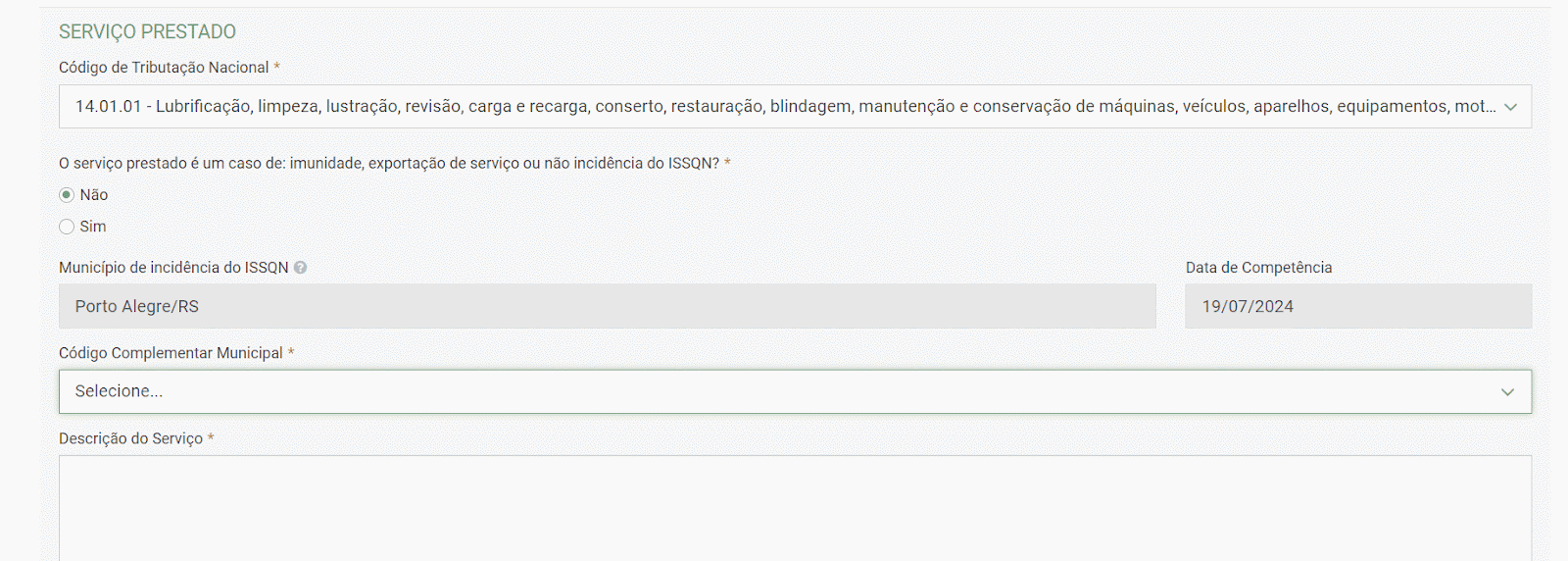 Passo a passo para consultar o código complementar municipal do Padrão nacional.