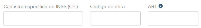 Tela de preenchimento de dados relativos à construção civil no rascunho da NFS-e.