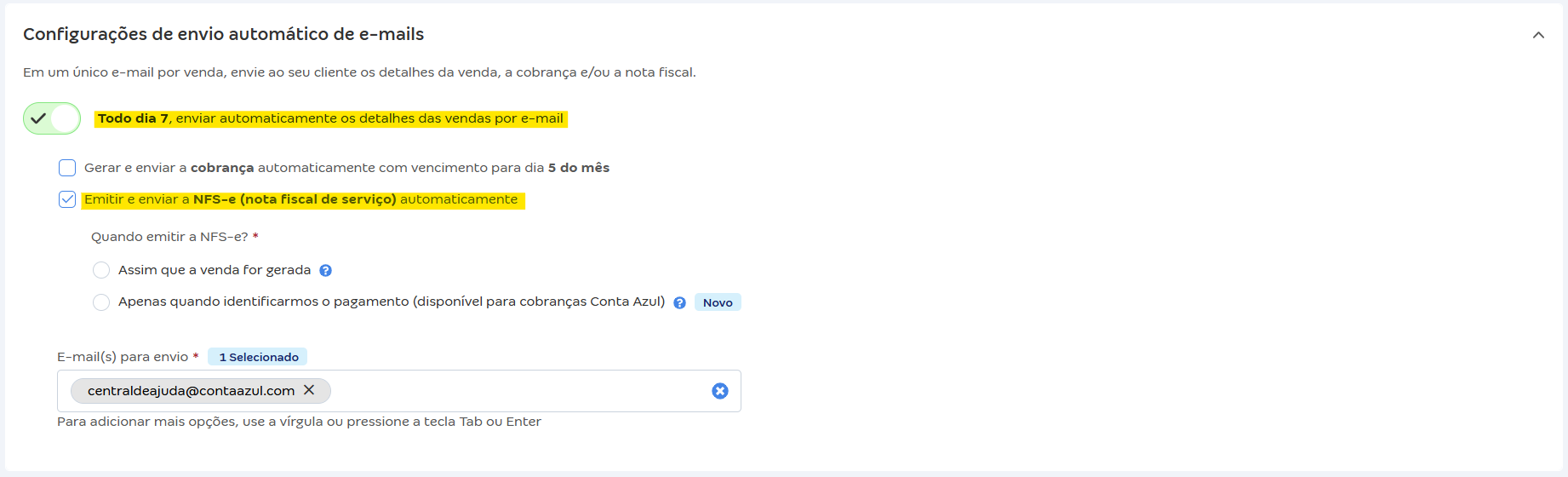 Tela de contratos com destaque para os campos de envio de NFS-e automatico.png