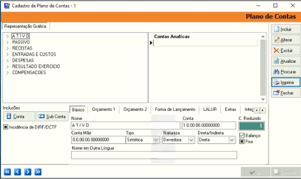 Tela do Athenas 3000 com destaque para o campo Imprimir.