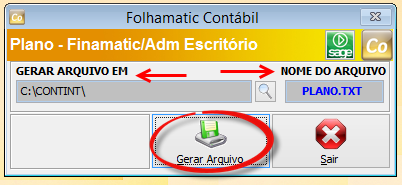 Tela do Folhamatic com destaque para o botão Gerar Arquivo.