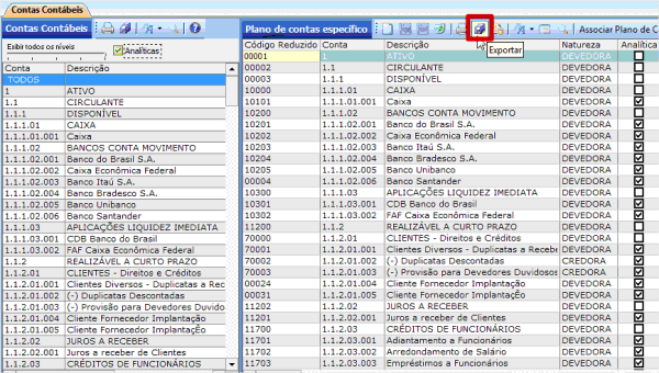 Tela do Mastermaq com destaque para o botão Contas Contábeis.