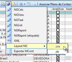 Tela do Mastermaq com destaque para os botões Layout NG e .cvs.