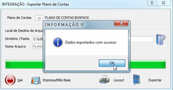 Tela do Fortes com destaque para o botão OK.