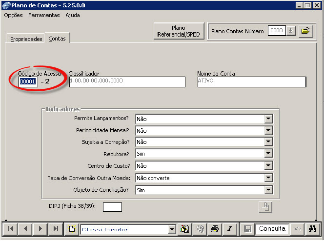 Tela do Prosoft com destaque para o campo Código de Acesso.