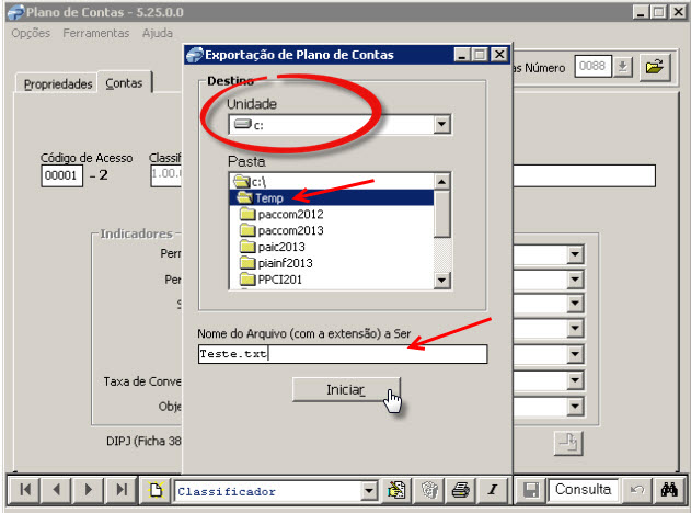 Tela do Prosoft com destaque para os botões Campo Unidade, Campo Pasta e Iniciar.
