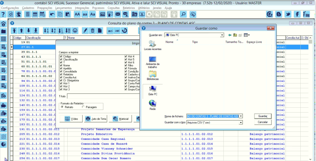 Tela do SCI Linha Visual com destaque para o botão Guardar.