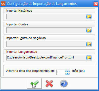 Tela do Tron com destaque para o campo Alterar a data dos lançamentos.