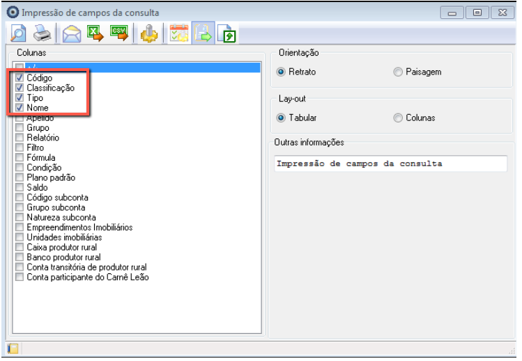 Tela do SCI Único com destaque para os campos Código, Classificação, Tipo e Nome.