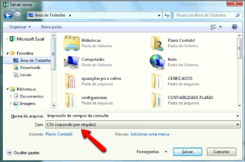 Tela do SCI Único com destaque para os campos Nome e tipo do arquivo.