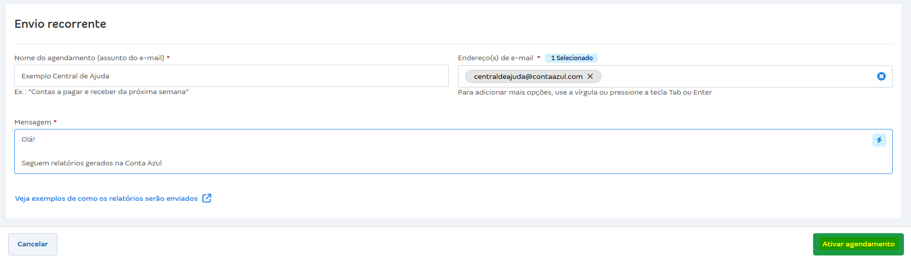 Tela do Agendador de relatórios com destaque para o botao Ativar agendamento.png