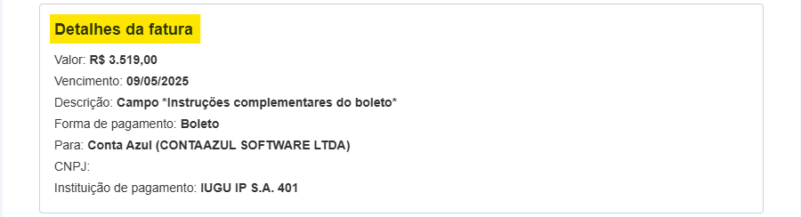 Tela do email do boleto da conta azul com detalhes da fatura.png