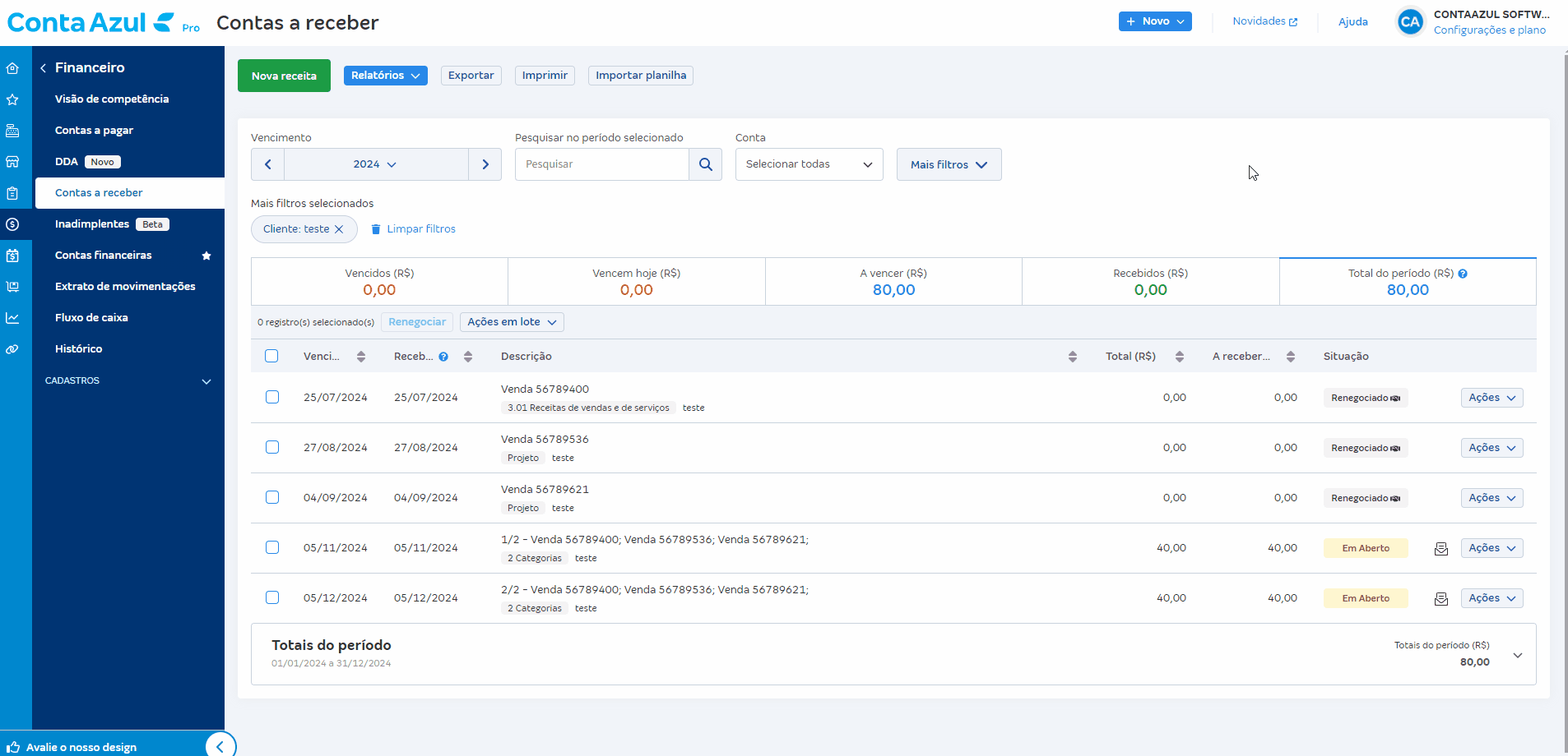 Passo a passo para visualizar o detalhamento da renegociação.