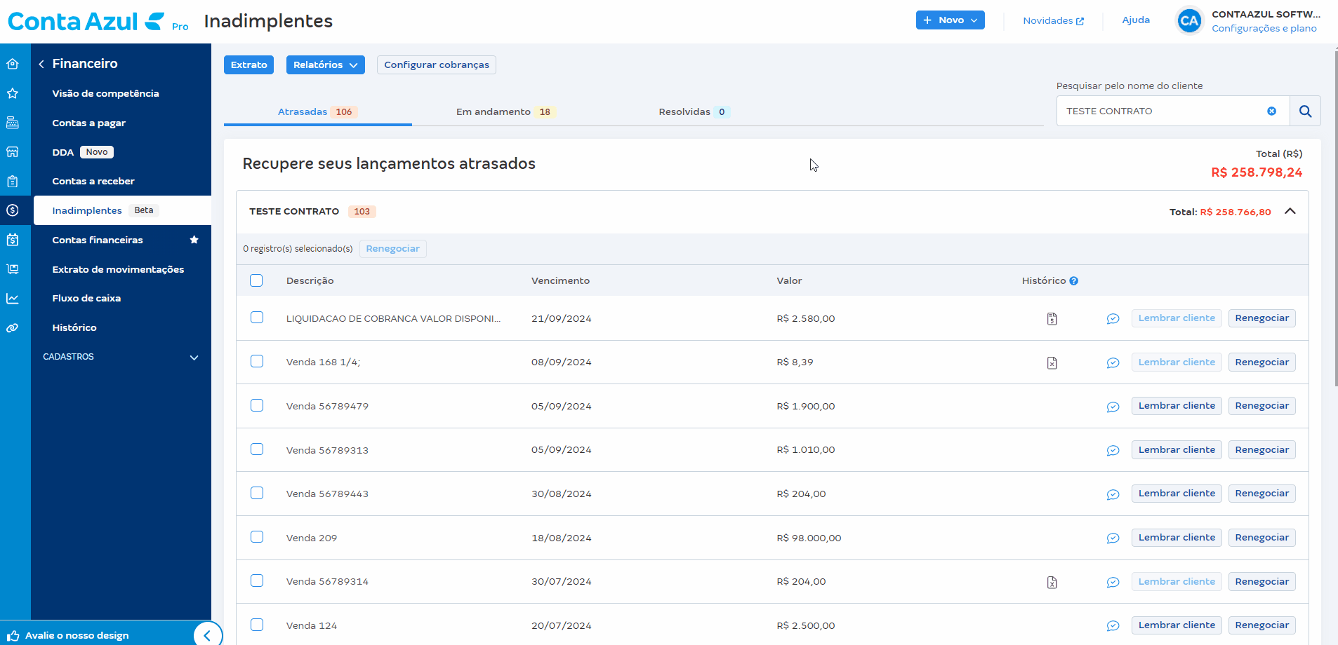 Passo a passo para renegociar várias parcelas.