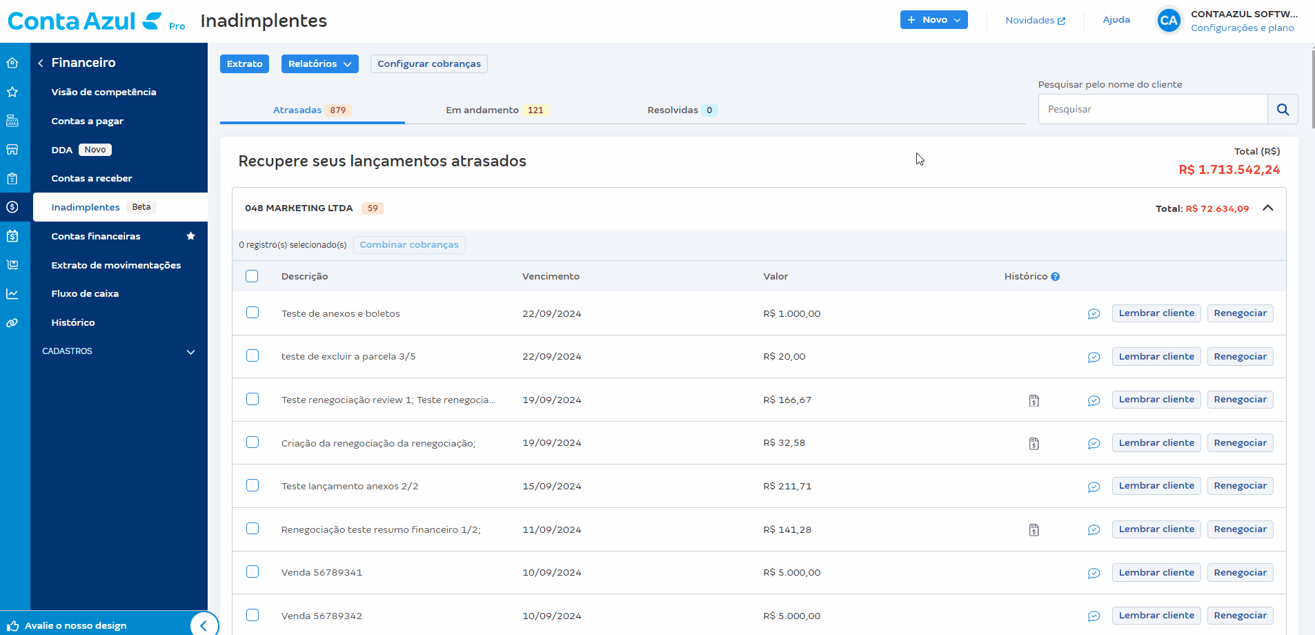 Passo a passo para analisar o histórico de renegociações.
