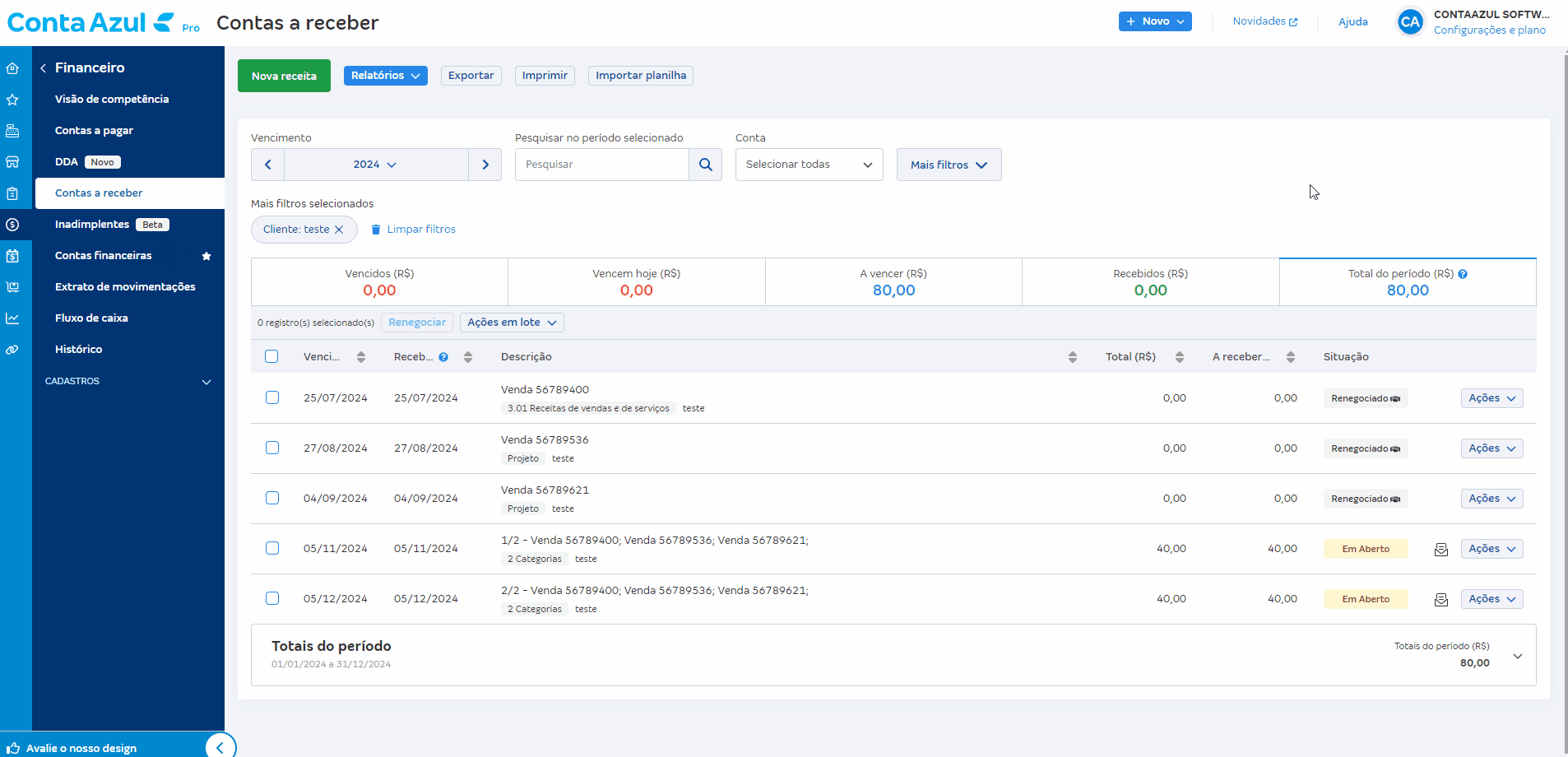 Passo a passo para acessar os novos lançamentos gerados na renegociação.