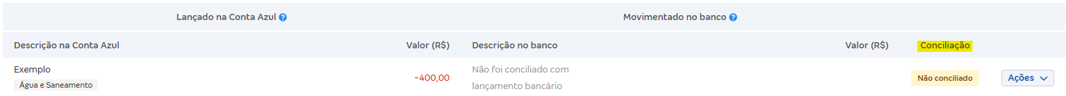 Situação Não conciliado