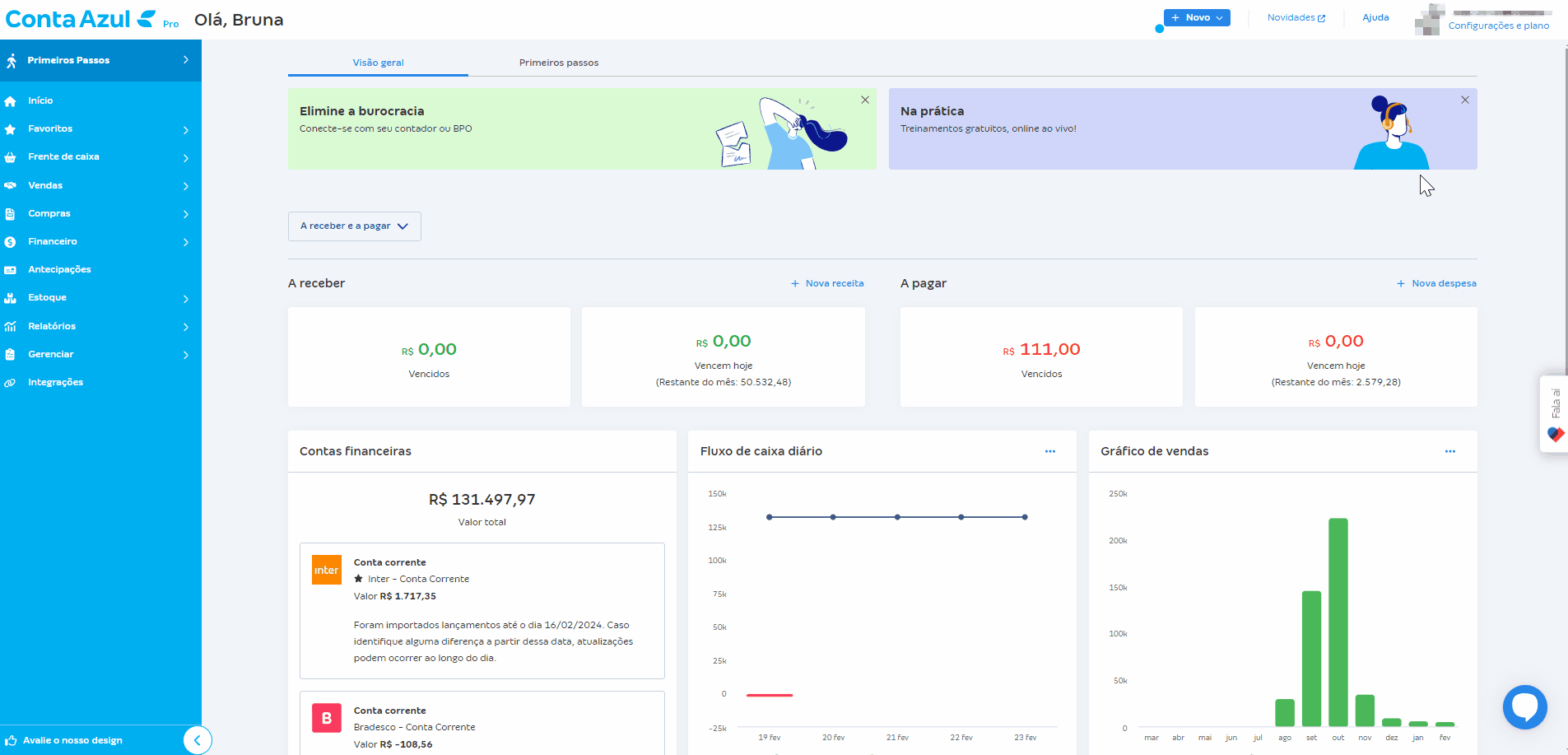 Passo a passo para acessar Meus chamados pela Conta Azul Pro.