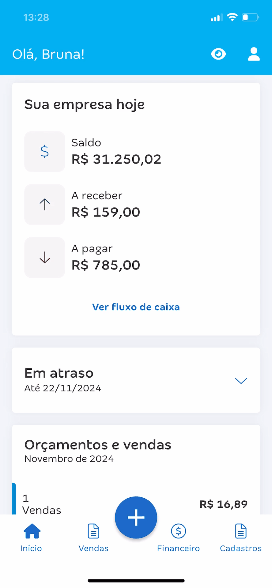 Passo a passo para acessar o Extrato de movimentação no Conta Azul de Bolso.