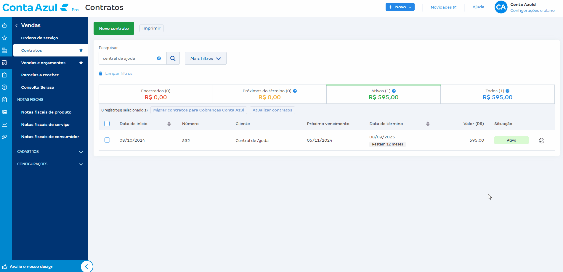 Passo a passo para diferenciar o Número do contrato do Número da venda de um contrato.