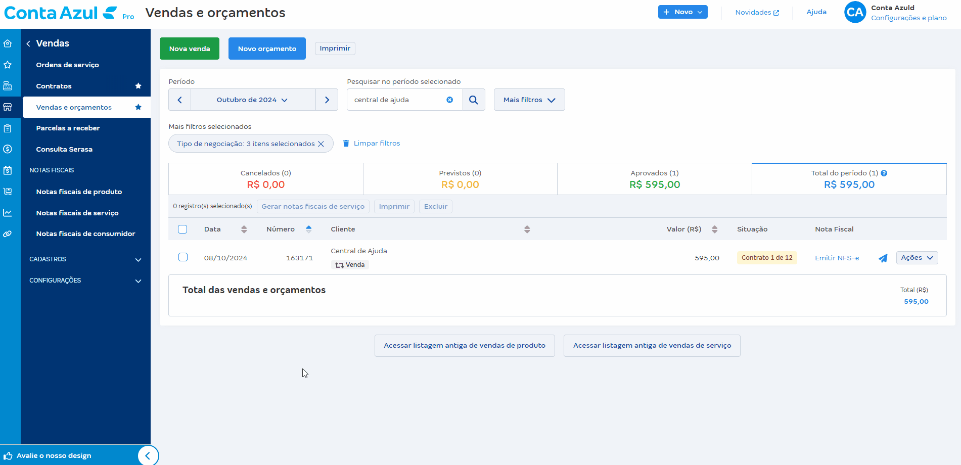 Passo a passo para diferenciar o Número do contrato do Número da venda de um contrato.