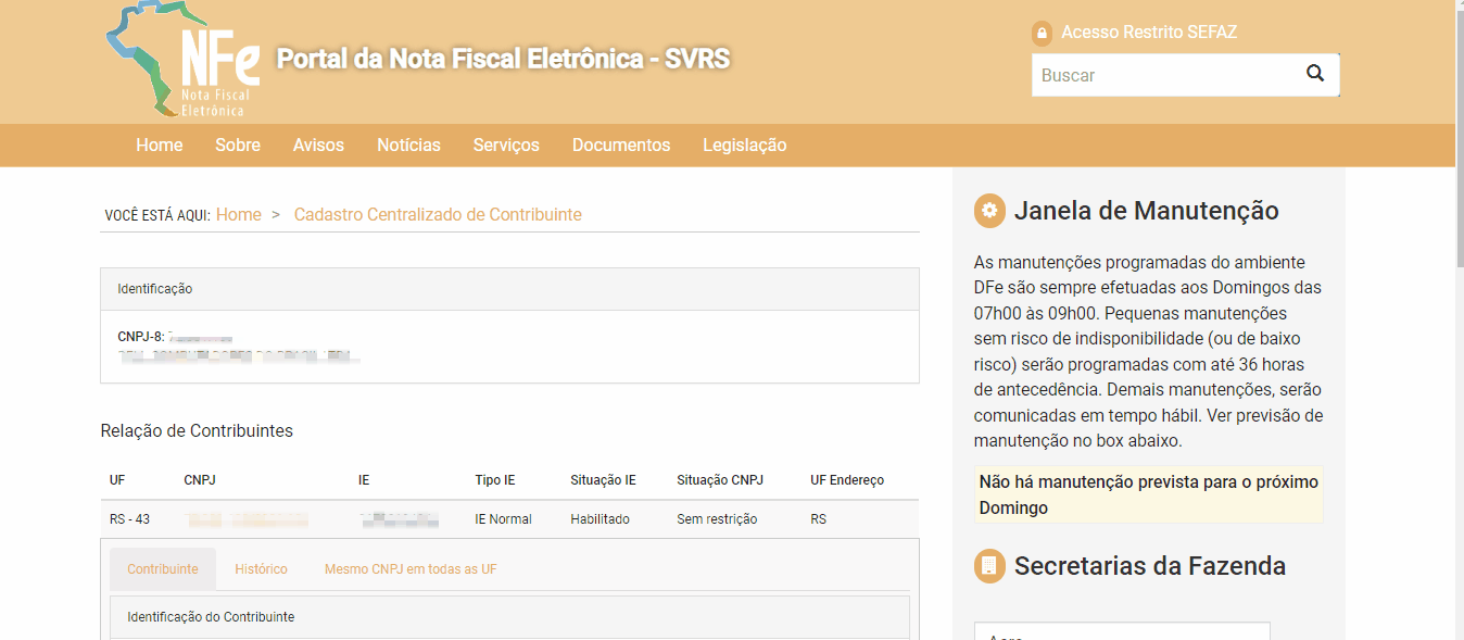 Passo a passo para acessar o Histórico de alteração na IE.