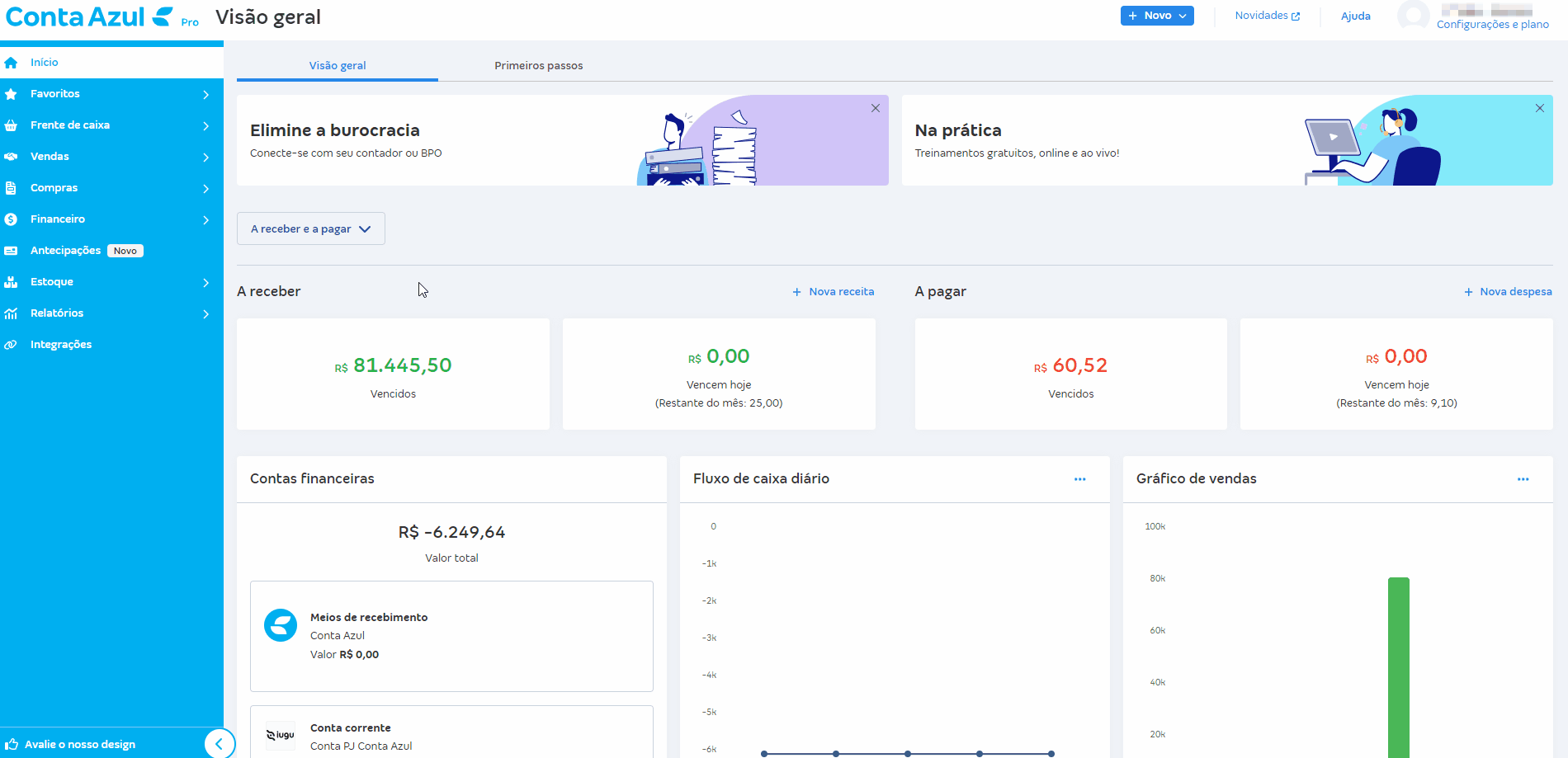 Passo a passo para consultar a entrada da antecipação de recebíveis no Contas a receber.