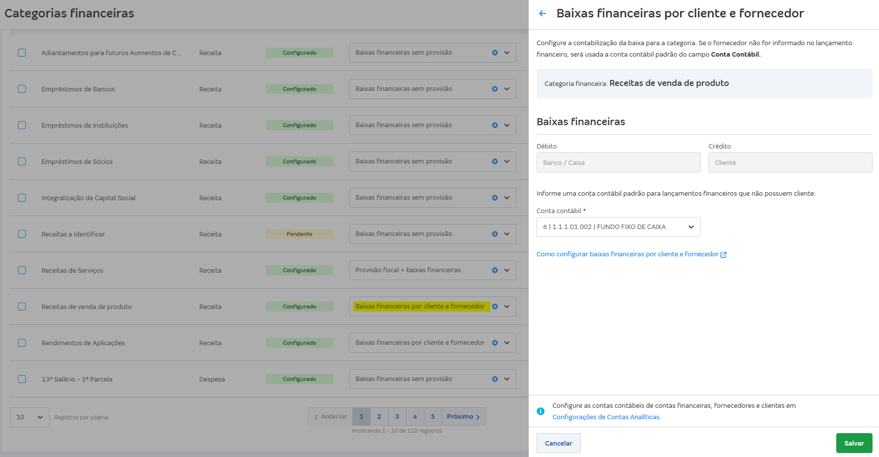 Tela de configuração de Baixas financeiras por cliente e fornecedor.png