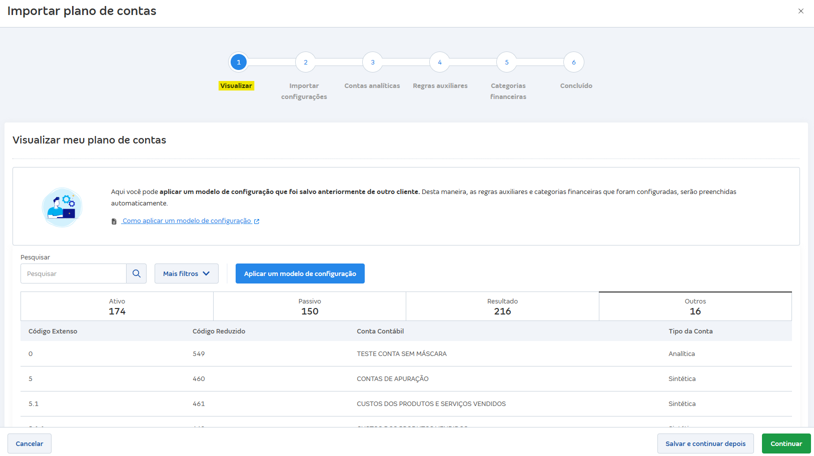 Tela de importação do plano com destaque para a aba Visualizar