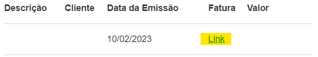 Tela de detalhamento da cobrança em chargeback com destaque para o campo link.