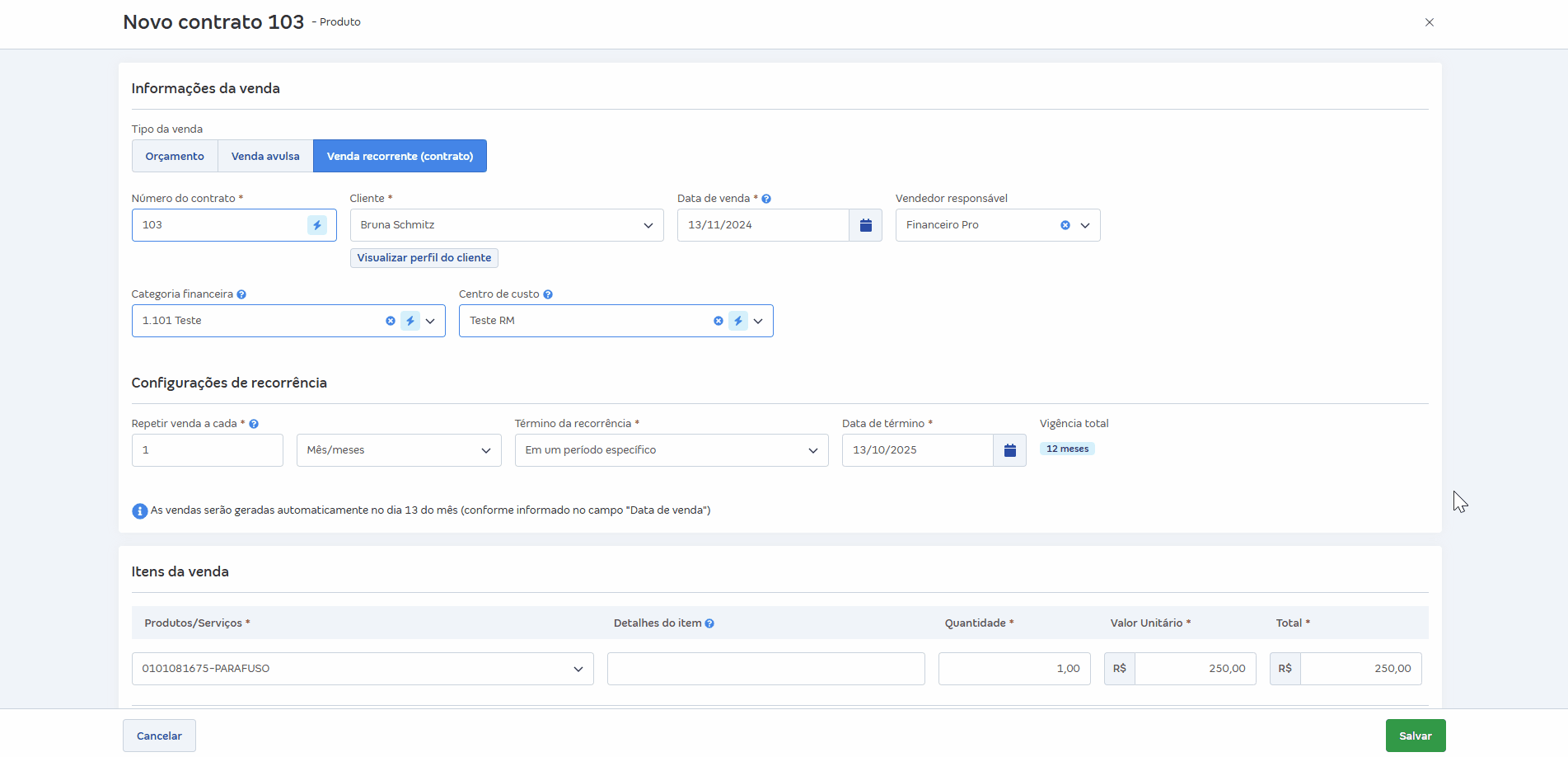 Passo a passo para gerar e enviar link de pagamento pelo Contrato.