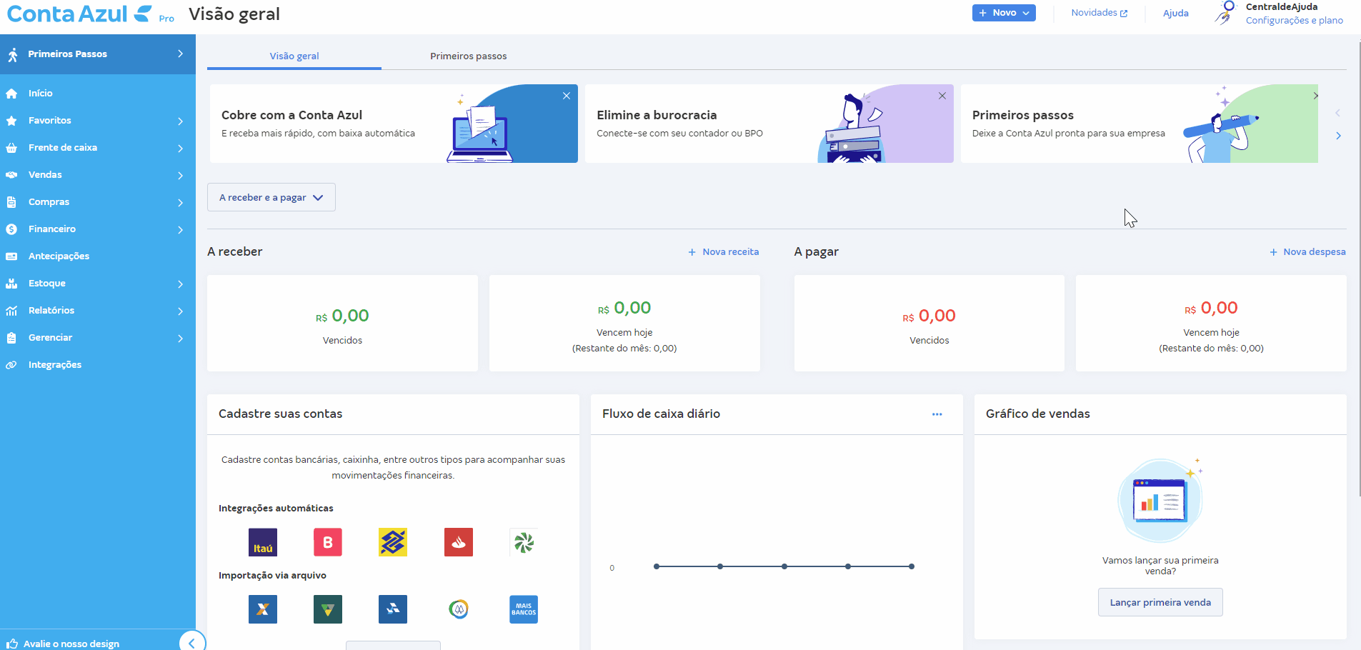 Passo a passo para cadastrar um novo usuário na Conta Azul.