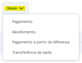 Tela de Buscar lançamento com destaque para o botão Novo.