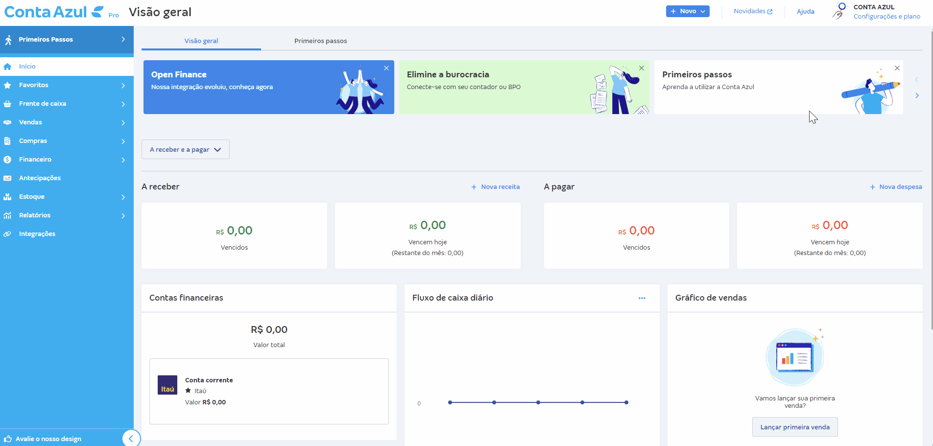 Passo a passo para configurar permissão de venda com estoque zerado na Conta Azul.
