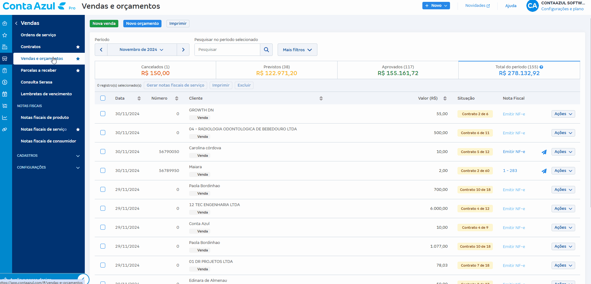 Passo a passo para filtrar orçamentos.gif