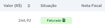 Tela de lista de vendas com destaque para a Situação e faturado.