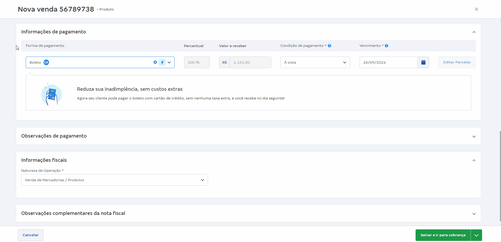 Passo a passo para enviar um lembrete de vencimento na venda avulsa.