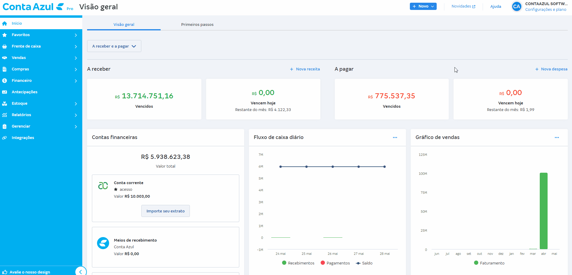 Passo a passo para acessar lançamentos A pagar Vencidos ou Vencem hoje pela Visão geral.