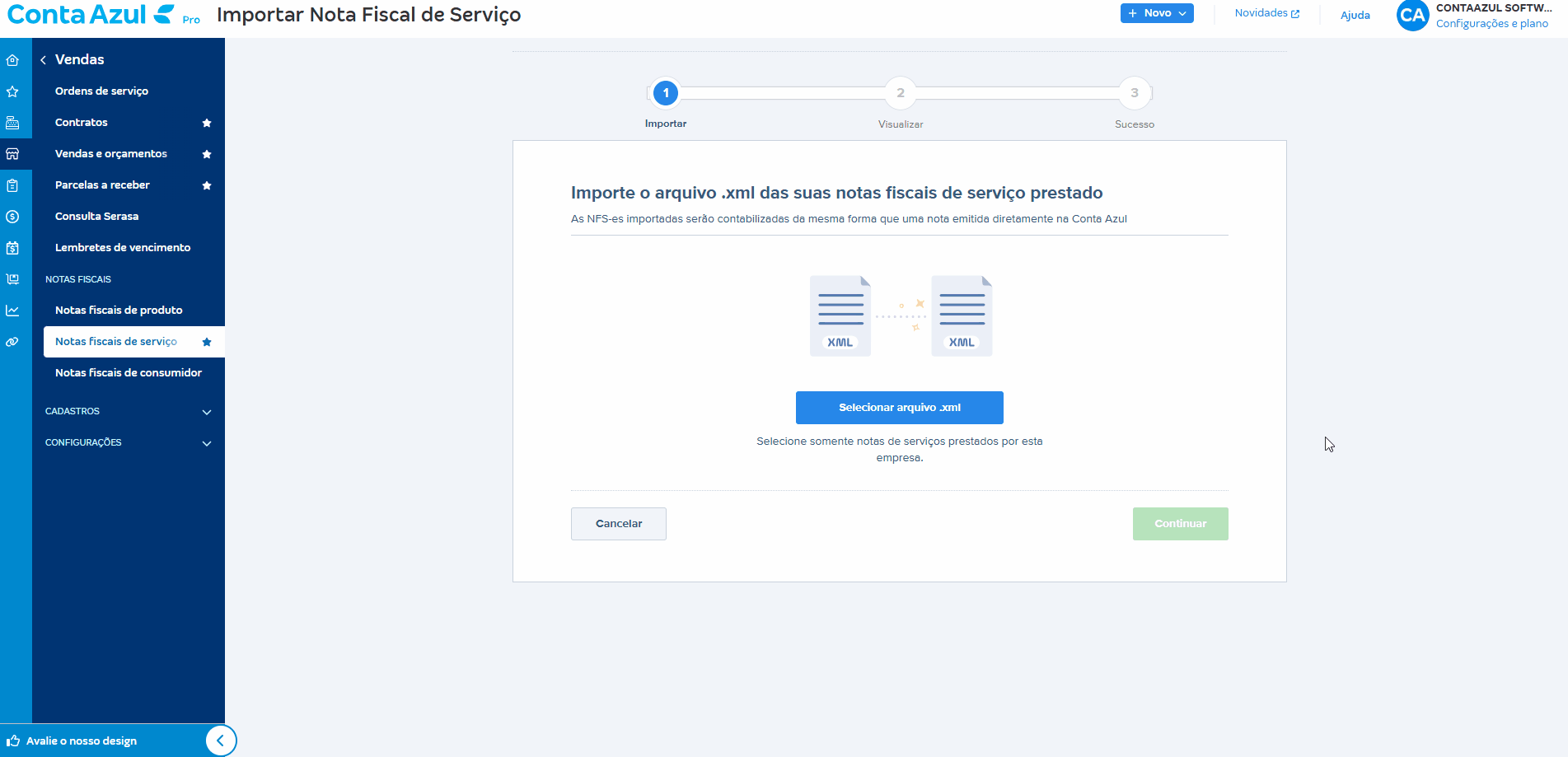 Passo a passo para selecionar XML de NFS-e em lote.gif