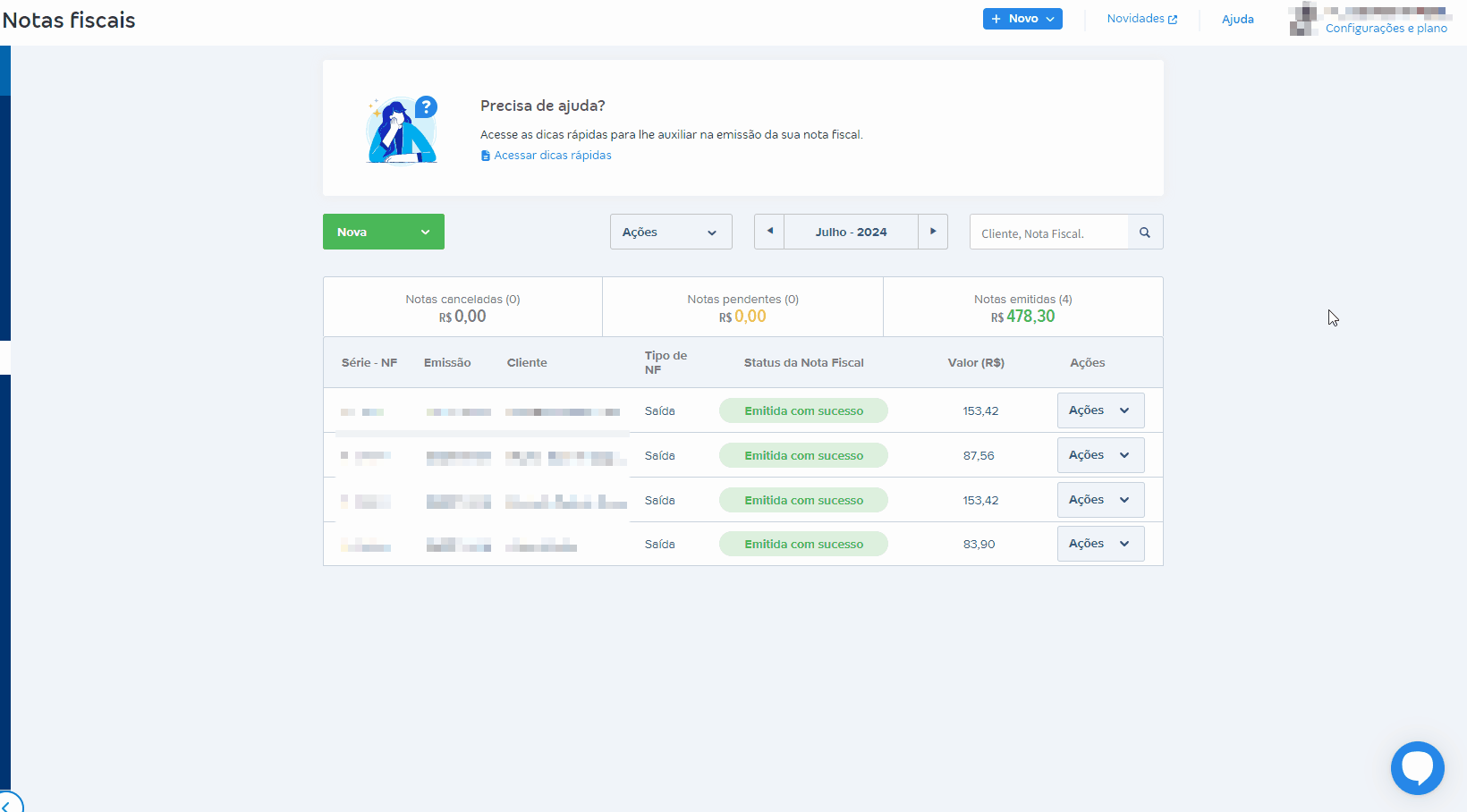 Como emitir devolução parcial manual para NF-e emitida pela Conta Azul..gif